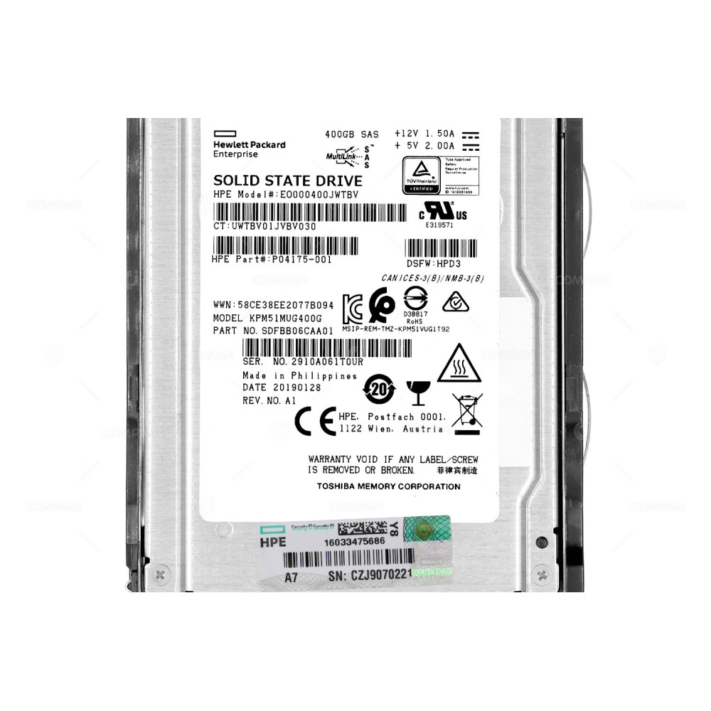 P06600-001  HP SSD 400GB SAS 12G 2.5" SFF  FOR HPE PROLIANT G8 G9